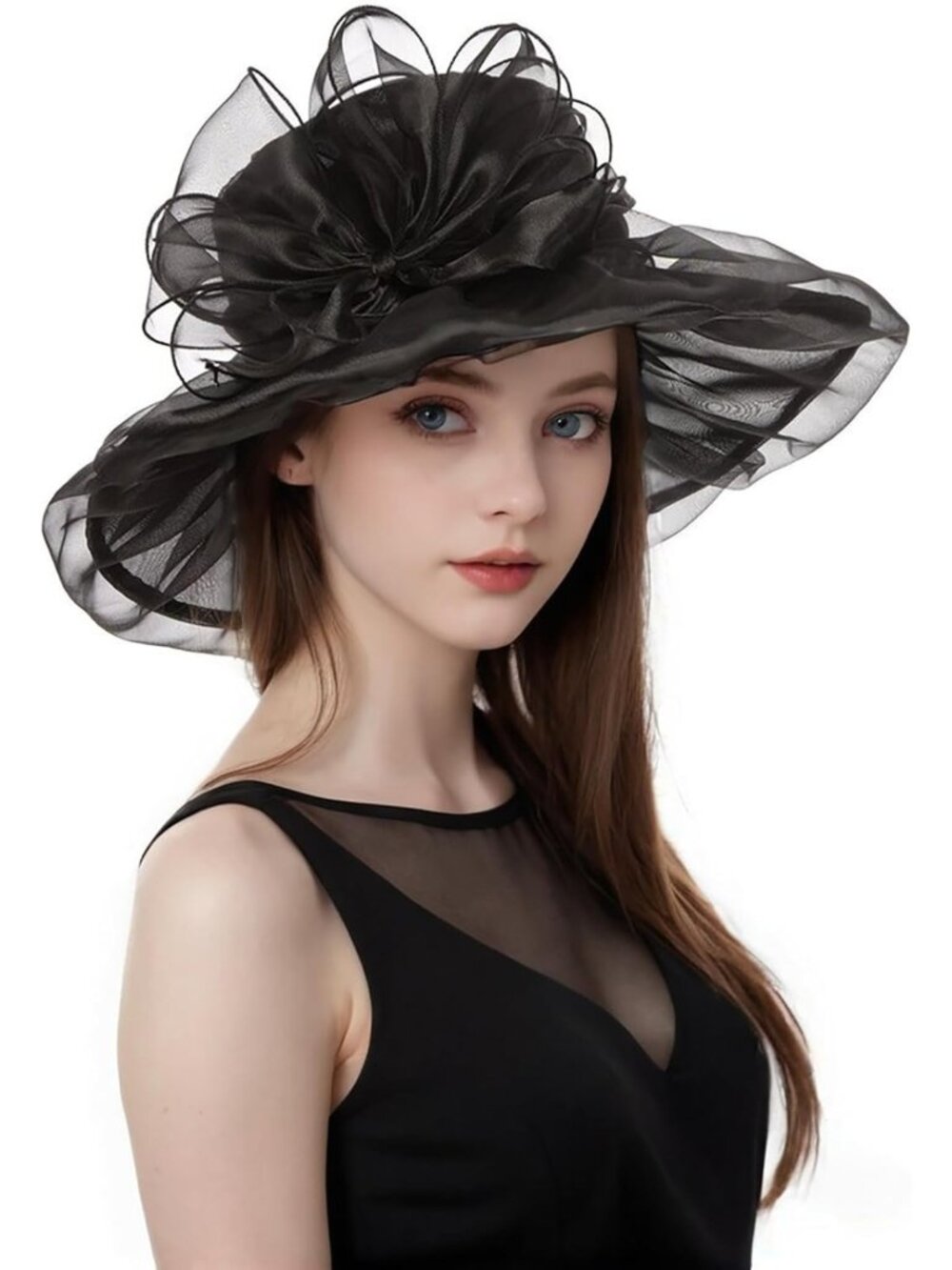 Elegant Women's Organza Derby Hat - Kentucky Fascinator for Church, Tea Party